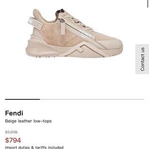 Fendi Women’s Beige Sneakers with Logo Detail size 42